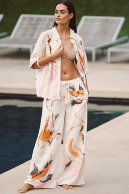 Celandine Wide Leg Linen Blend Pants | Anthropologie (US)