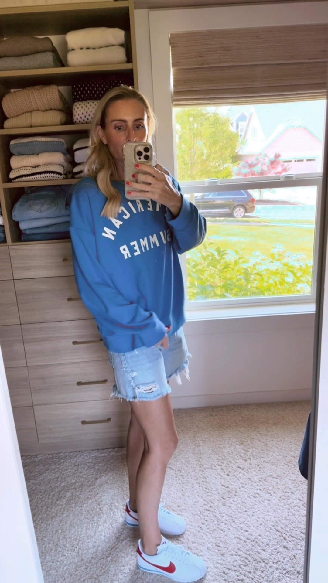 4th of July outfit, mom summer outfit, oversized sweatshirt, sneakers, denim shorts

#LTKShoeCrush #LTKOver40 #LTKFindsUnder50