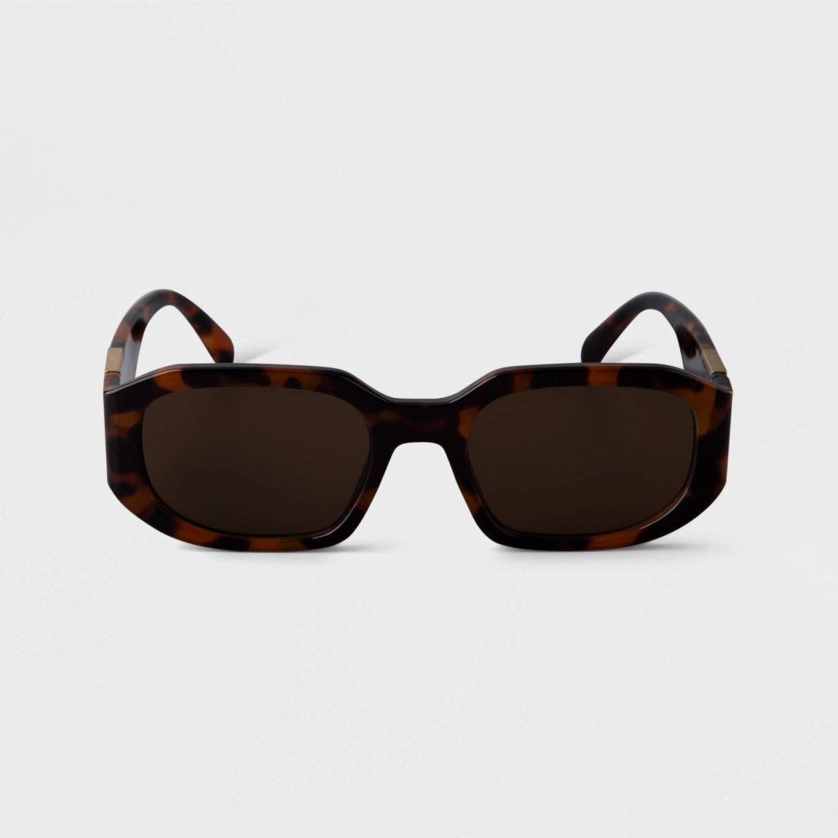 Women's Tortoise Shell Print Angular Rectangle Sunglasses - A New Day™ Brown | Target