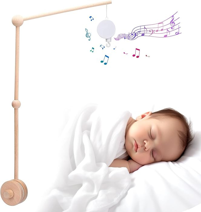 Baby Crib Mobile Arm Wooden Holder with Rotating Music Box Nursery Decor Attachment Safe Anti Sli... | Amazon (US)