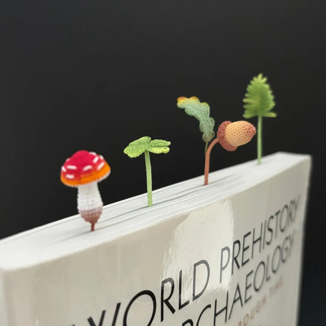 Crochet Mushroom Bookmark Cottage Forest Theme Autumn Maple Ginkgo Acorn Clover Fungus Handmade C... | Etsy (US)