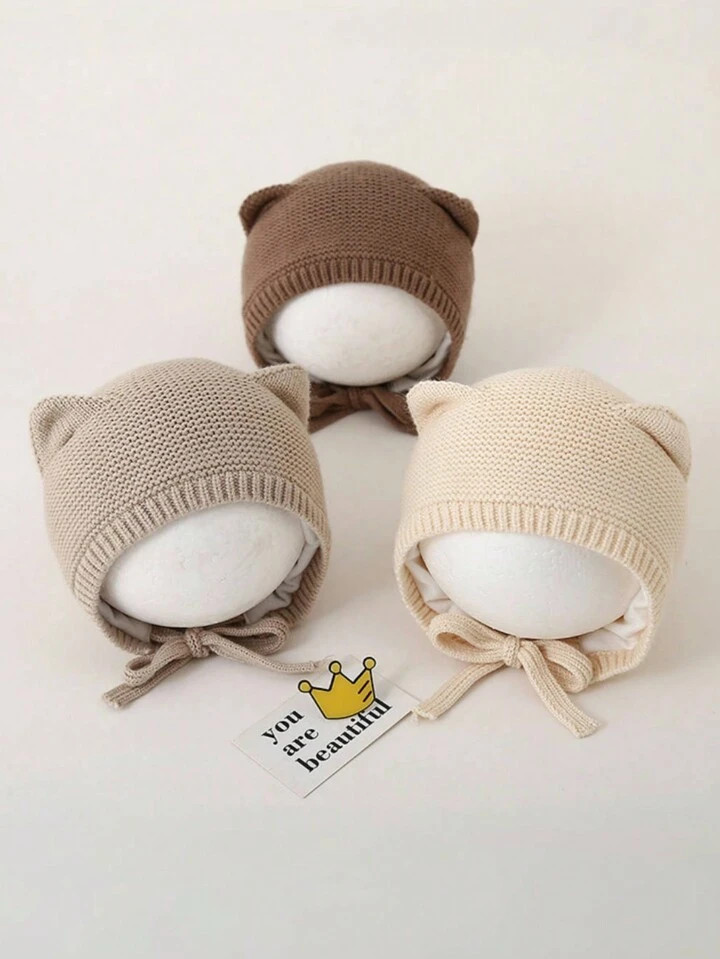 Infant Ear Protective Warm Knit Hat, Cute Unisex Baby Beanie For Autumn And Winter | SHEIN