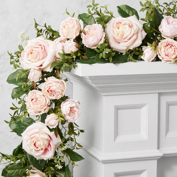 UV Protected Famille Rose Pink Faux Wreath & Garland | Williams-Sonoma
