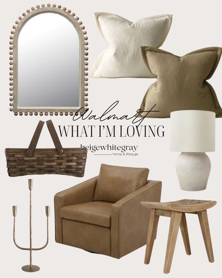 Beautiful modern organic home decor from Walmart!! From the throw pillows to the beautiful arched mirror, the faux leather chair and cute accent table. 

#LTKFindsUnder100 #LTKStyleTip #LTKHome