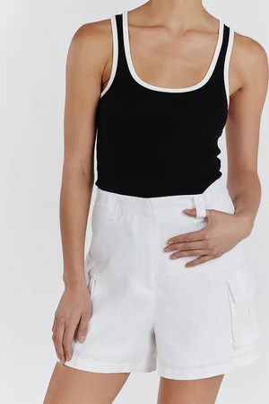 INGRID WHITE LINEN CARGO SHORT | DISSH