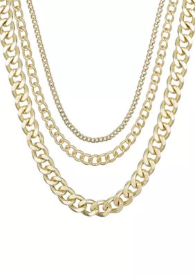 Gold Plated Link Layered Necklace | Belk