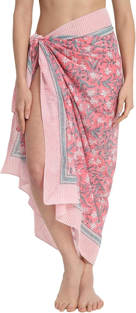parihan Swimsuit Beach Sarong Cover Ups for Swimwear Women-Hand Print Wrap Skirt | Amazon (US)