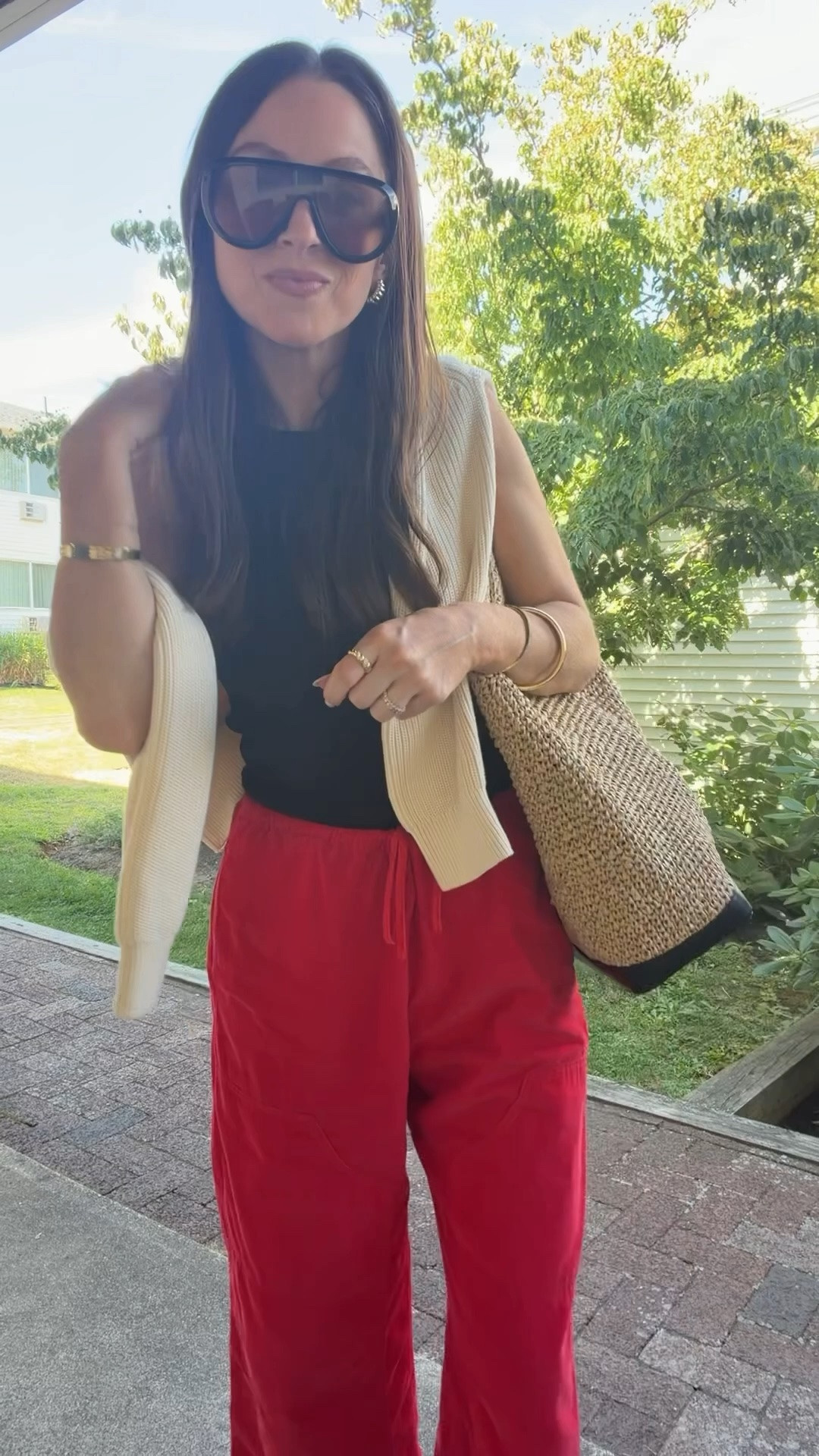 Easy casual chic comfy look! These pants are amazing but size down one. They come in multiple colors. Tank and sweater are 20% off with code LTK20. Size down a size in the flats. They’re the best.

#LTKxMadewell #LTKootd #LTKOver40