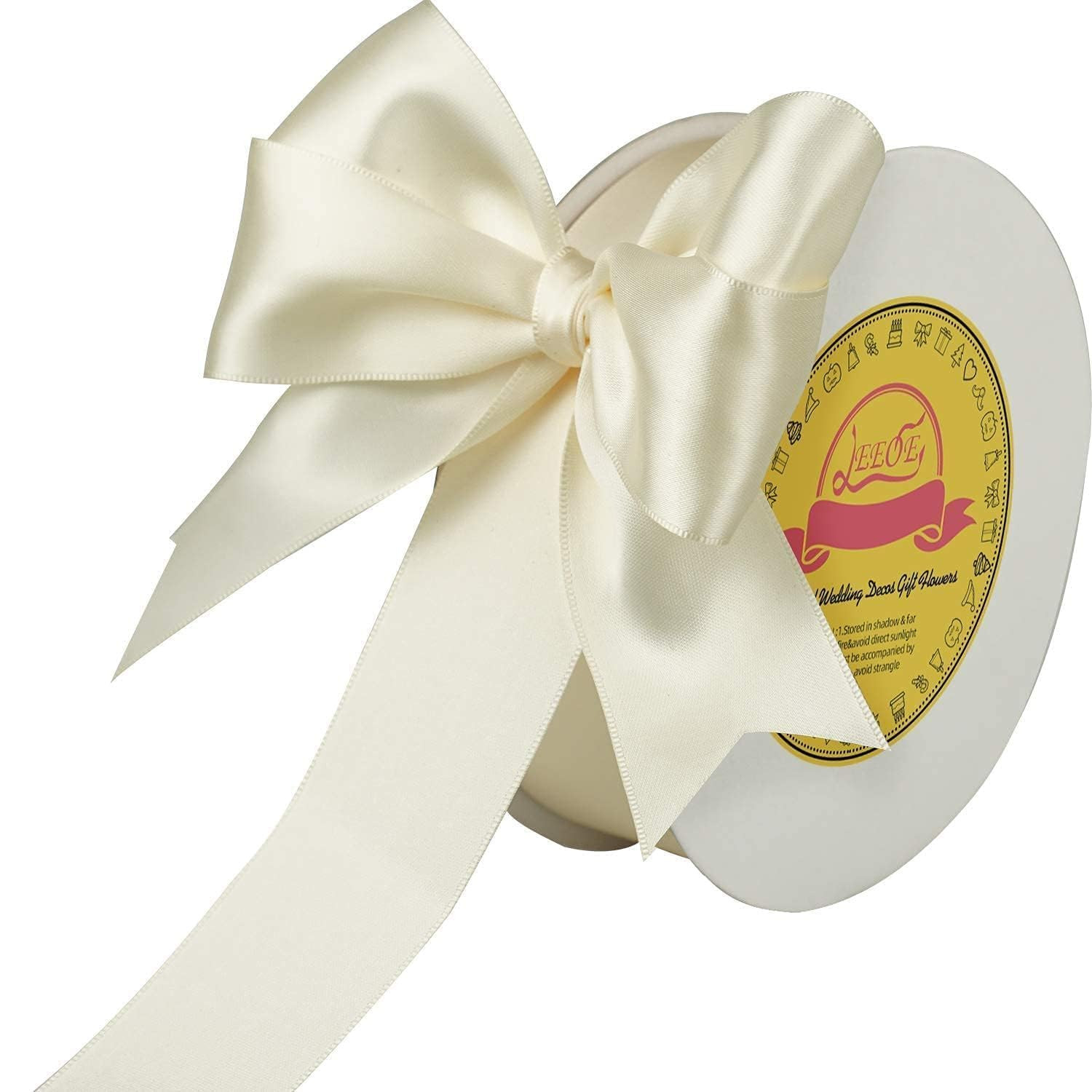 Double Face Ivory Satin Ribbon 1-1/2 inch X 50 Yards Polyester Ivory Ribbon for Gift Wrapping Ver... | Amazon (US)