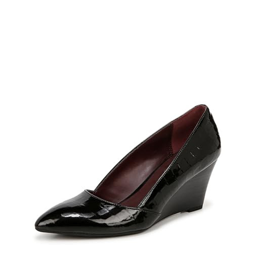 Franco Sarto Womens Frankie Pointed Toe Wedge Pump Black Croco Patent 9.5 W | Amazon (US)