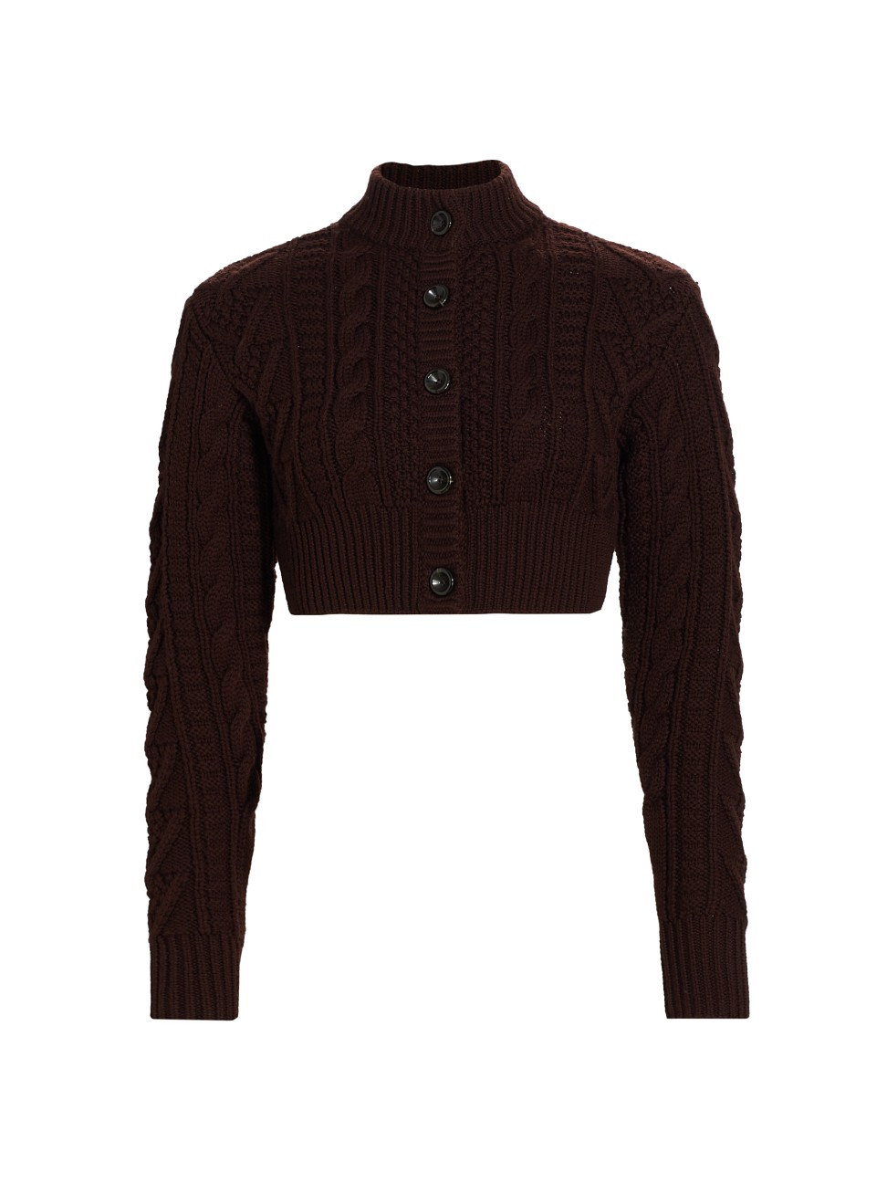 Women's Aleph Cropped Cable Cardigan - Chocolate - Size Large | Saks Fifth Avenue