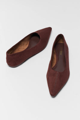 Brown Pointed Toe Ballet Flats | Avara
