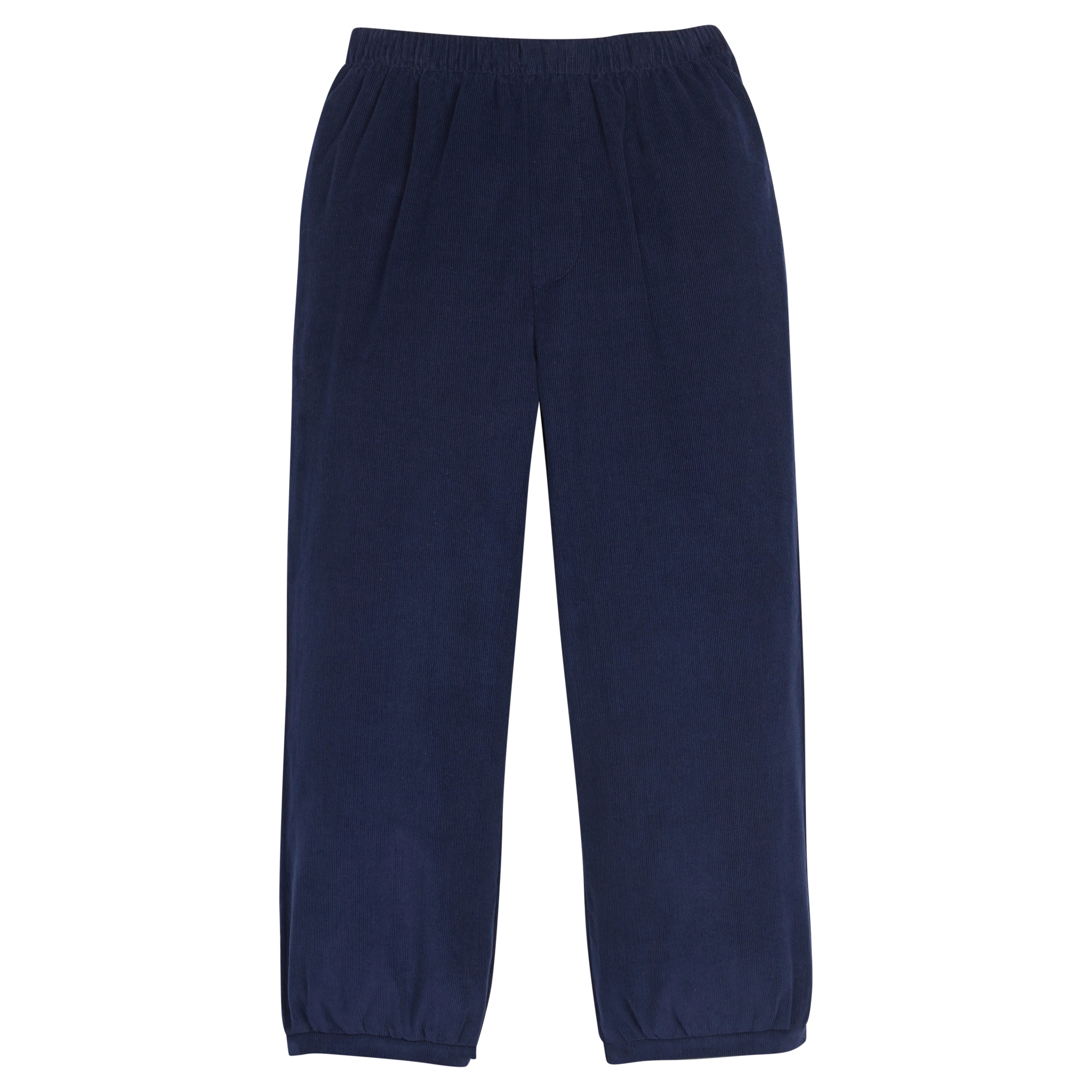 Boy's Elastic Waist Navy Corduroy Pants - Classic Children's Fall Bottoms | Little English