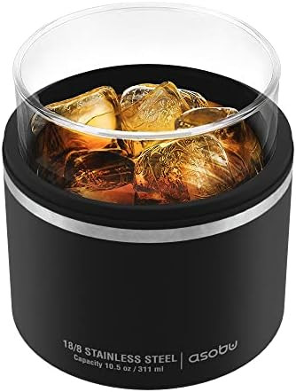 Asobu Whiskey Glass with Insulated Stainless Steel Sleeve, 10.5 ounces (Black) | Amazon (US)