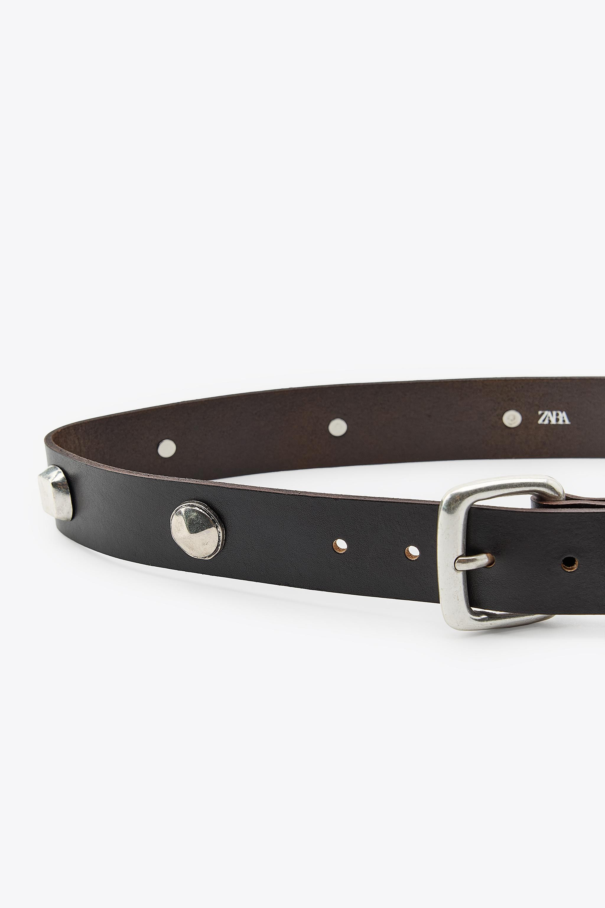 STUDDED LEATHER BELT | Zara US