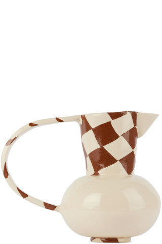 Brown & White Check Water Jug | SSENSE