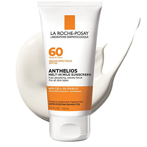 La Roche-Posay Anthelios Melt-In Milk Sunscreen SPF 60, Sunscreen For Body & Face, Broad Spectrum SPF + Antioxidants, Oil Free, Lightweight & Fast Absorbing, Oxybenzone Free | Amazon (US)