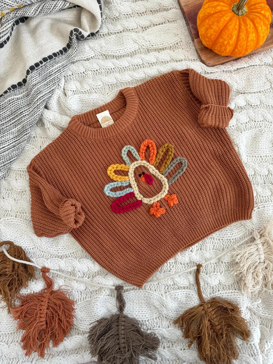 Turkey Sweater for Baby and Child | Thanksgiving Knit | Hand Embroidered | Baby Gift - Etsy | Etsy (US)