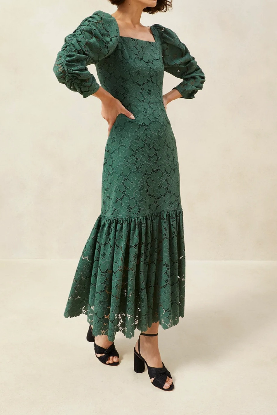 Green lace ankle/ midi for holidays or winter wedding
Formal, black tie, event, party, bridal, wedding, Christmas 

#LTKSeasonal #LTKwedding #LTKHoliday