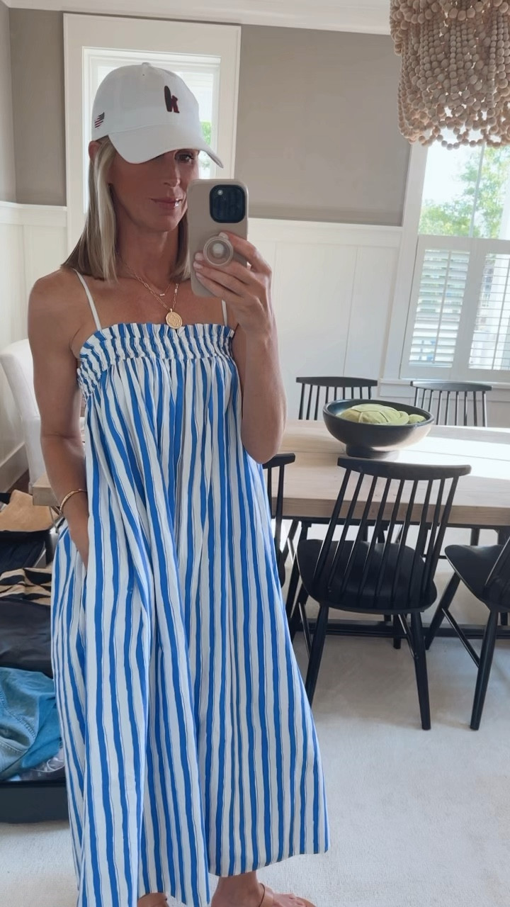navy blue dress for baby girl Madewell Ruffle A-Line Midi Dress Stripe Poplin at Mall of America® in  Bloomington, MN main image 0