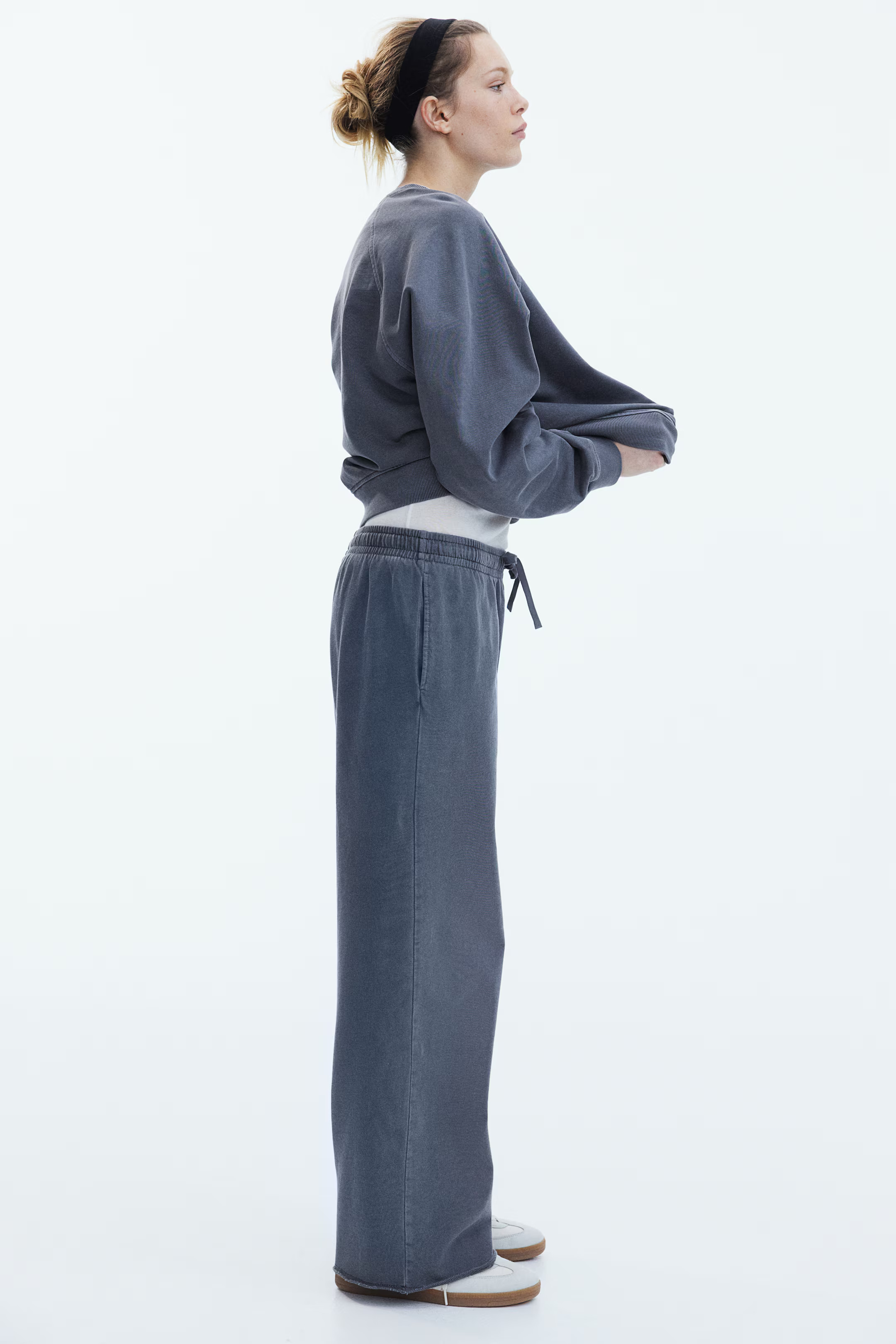 Washed Cotton Sweatpants - Blue-gray - Ladies | H&M US | H&M (US + CA)