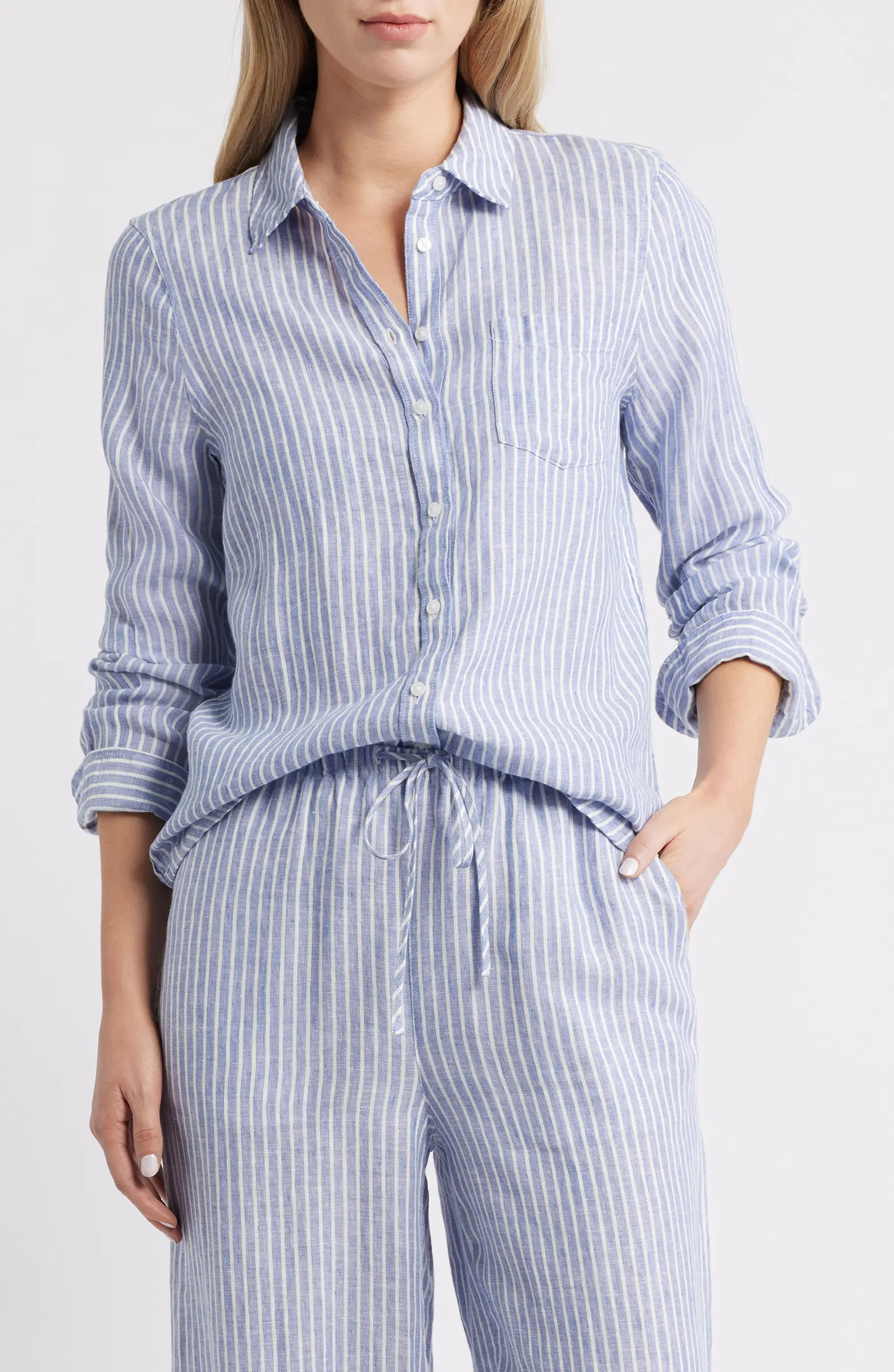 Casual Linen Button-Up Shirt | Nordstrom