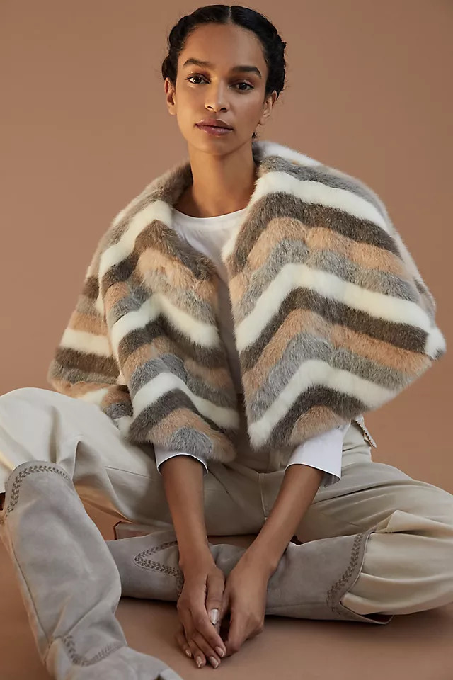 Fluffy Chevron Cape | Anthropologie (US)