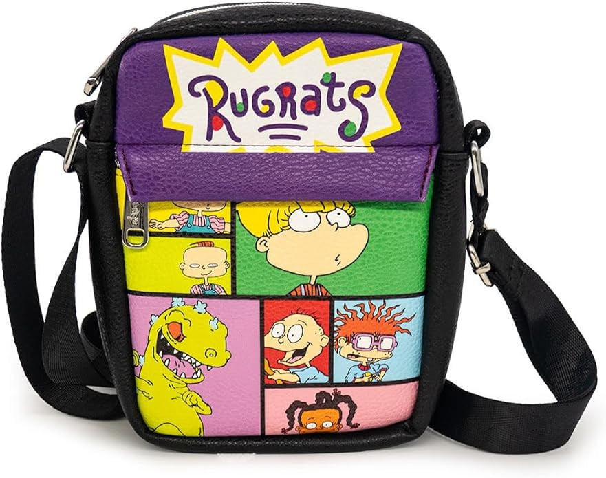 Nickelodeon Bag, Cross Body, Rugrats 7 Character Pose Blocks, Black, Vegan Leather | Amazon (US)