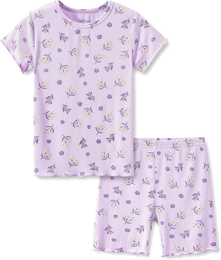 Beezizac Toddler & Little Girls Pajamas Cute Ditsy Floral/Strawberry Fruit Tee & Pants PJ Spring ... | Amazon (US)