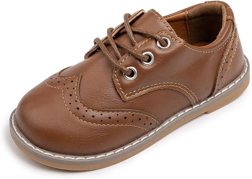 Meckior Toddler Boys Girls Black Dress Shoes Little Kid Oxford Shoes Wedding Church Dress Shoes P... | Amazon (US)