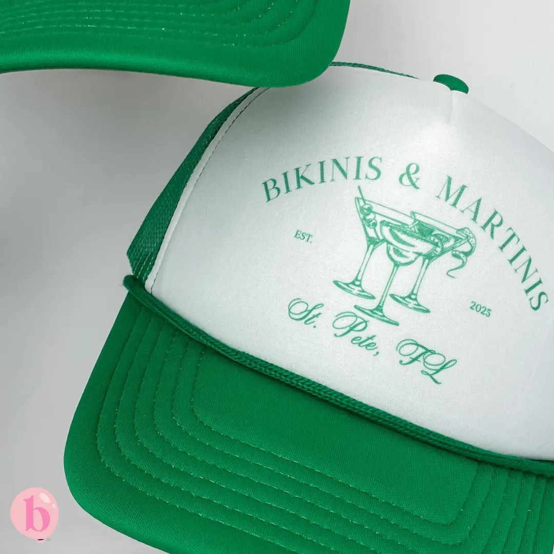 Bikinis and Martinis Tucker Hats | Custom Beach Bachelorette Hats | Social Club | Luxury Bachelor... | Etsy (US)