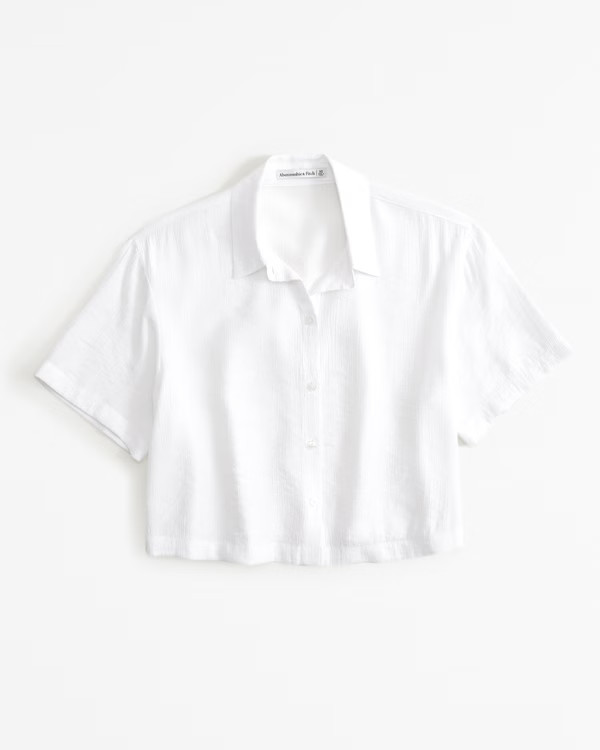 Short-Sleeve Crinkle Textured Shirt | Abercrombie & Fitch (US)