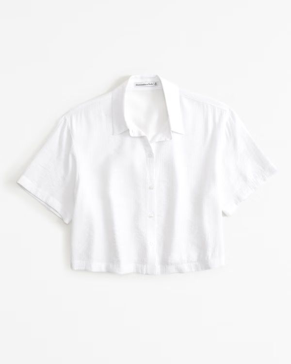 Women's Short-Sleeve Crinkle Textured Shirt | Women's Tops | Abercrombie.com | Abercrombie & Fitch (US)