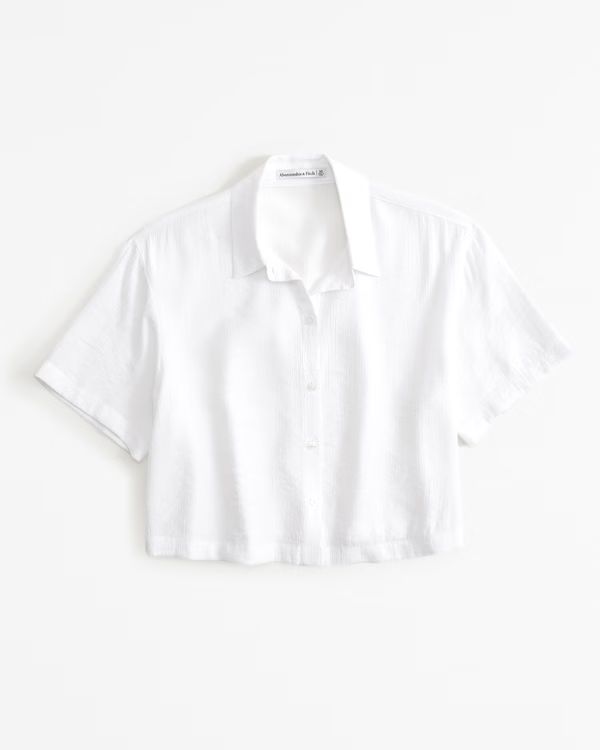 Women's Short-Sleeve Crinkle Textured Shirt | Women's New Arrivals | Abercrombie.com | Abercrombie & Fitch (US)
