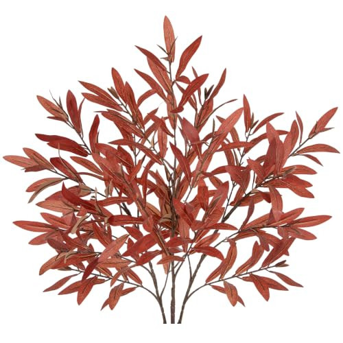 31" Artificial Fall Olive Leaves Stems for Vase, 3 Pack Fake Leaf Branches for Autumn Harvest Thanksgiving Table Centerpiece,Realistic Faux Plants for Home Mantel Entrance Indoor Decor, Rustic Brown | Amazon (US)