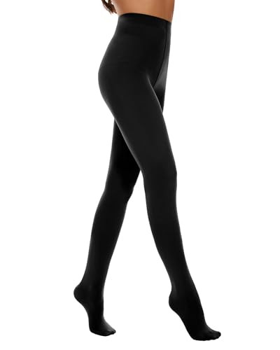Citystl Opaque Black Tights for Women, 80D Solid Color Soft Tights, Control Top Microfiber Pantyhose for women(Black-L/XL) | Amazon (US)