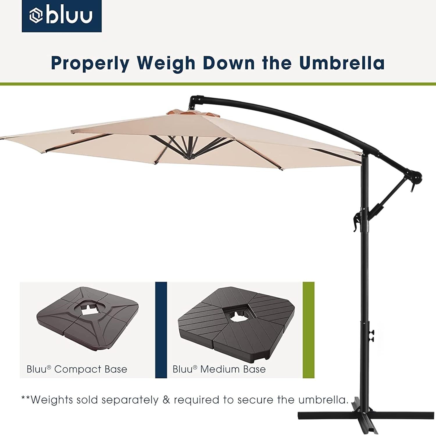 WUFF Bluu 10ft Patio Offset Umbrella Cantilever Umbrella Hanging Market Umbrella Outdoor Umbrella... | Amazon (US)