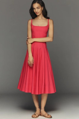 Maeve Sleeveless Square-Neck Corset Midi Dress | Anthropologie (US)