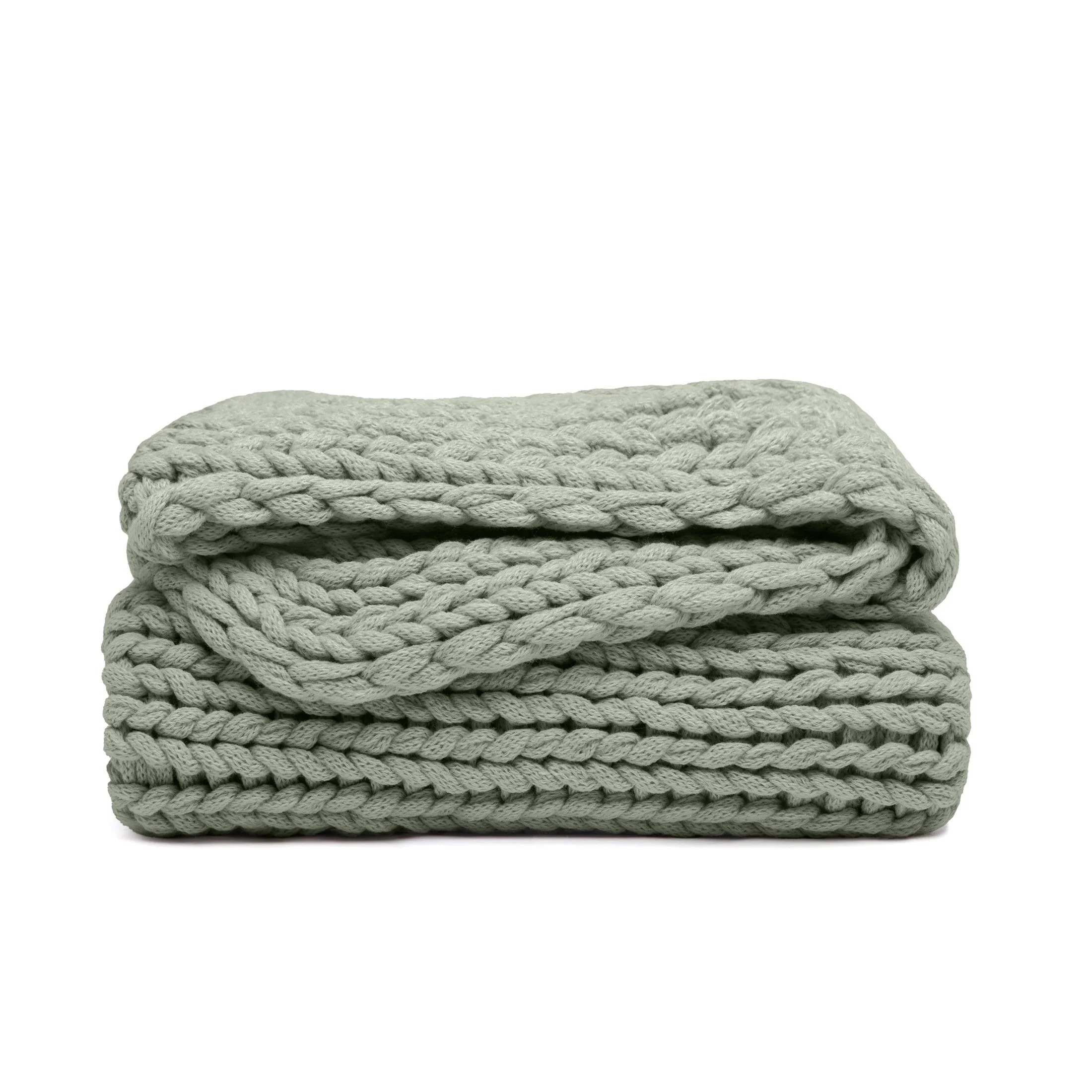 Comfort Canopy - Throw Blanket, Eucalyptus Chunky Soft Acrylic Hand-Knit Blanket | Walmart (US)