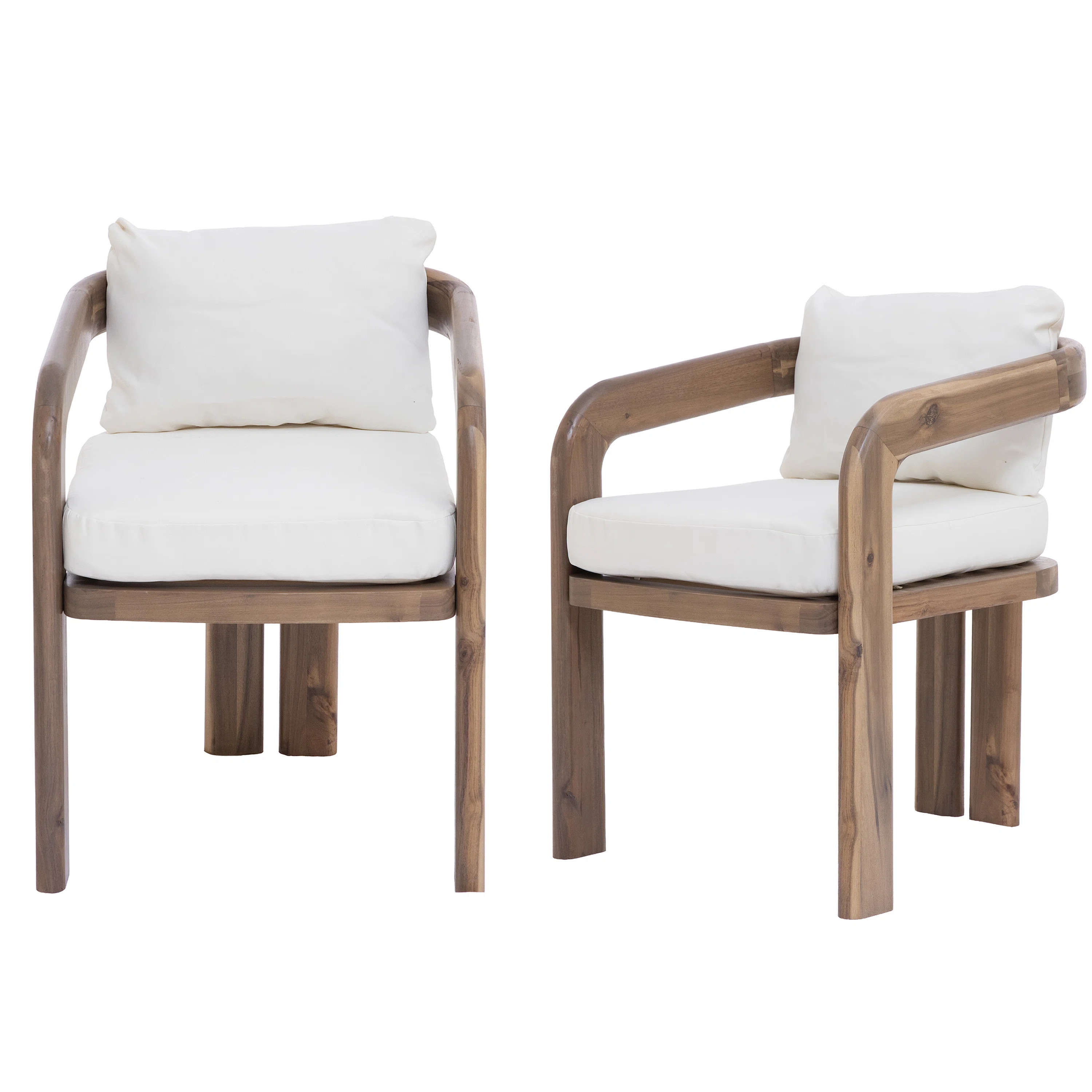 Nordby Scandinavian Modern Acacia Wood Outdoor Dining Chair with Cushions (Set of 2) | Wayfair North America