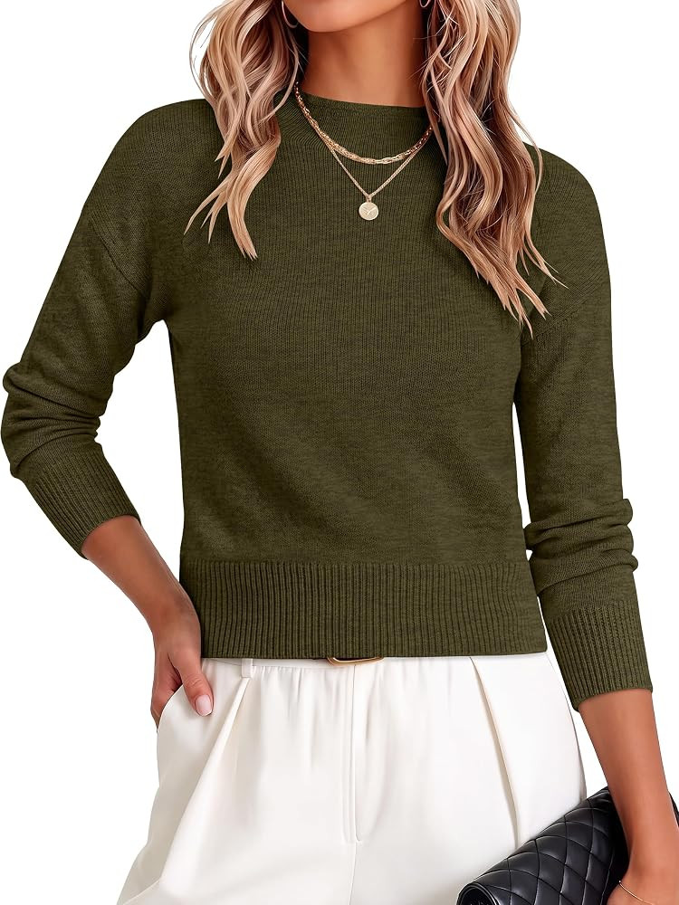 Business Casual Sweater Tops,Cropped Fit Soft Comfy Ribbed,Basic Pullover, Work Office Daily Outf... | Amazon (US)