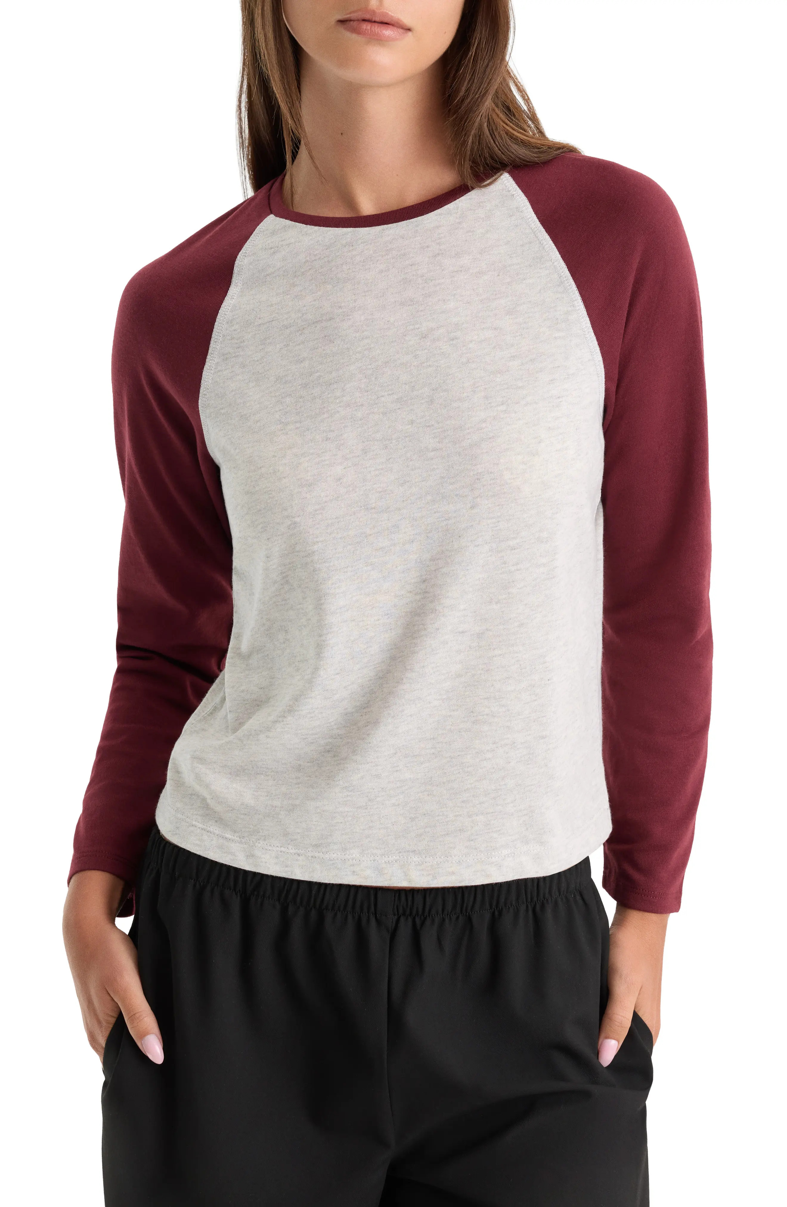 Good American Long Sleeve Raglan T-shirt (Women) | Nordstrom | Nordstrom