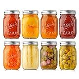 NutriChef Mason Jars with Lids - 16oz DIY Magnetic Spice Jar Glass Container w/ Airtight Lid and Ban | Amazon (US)