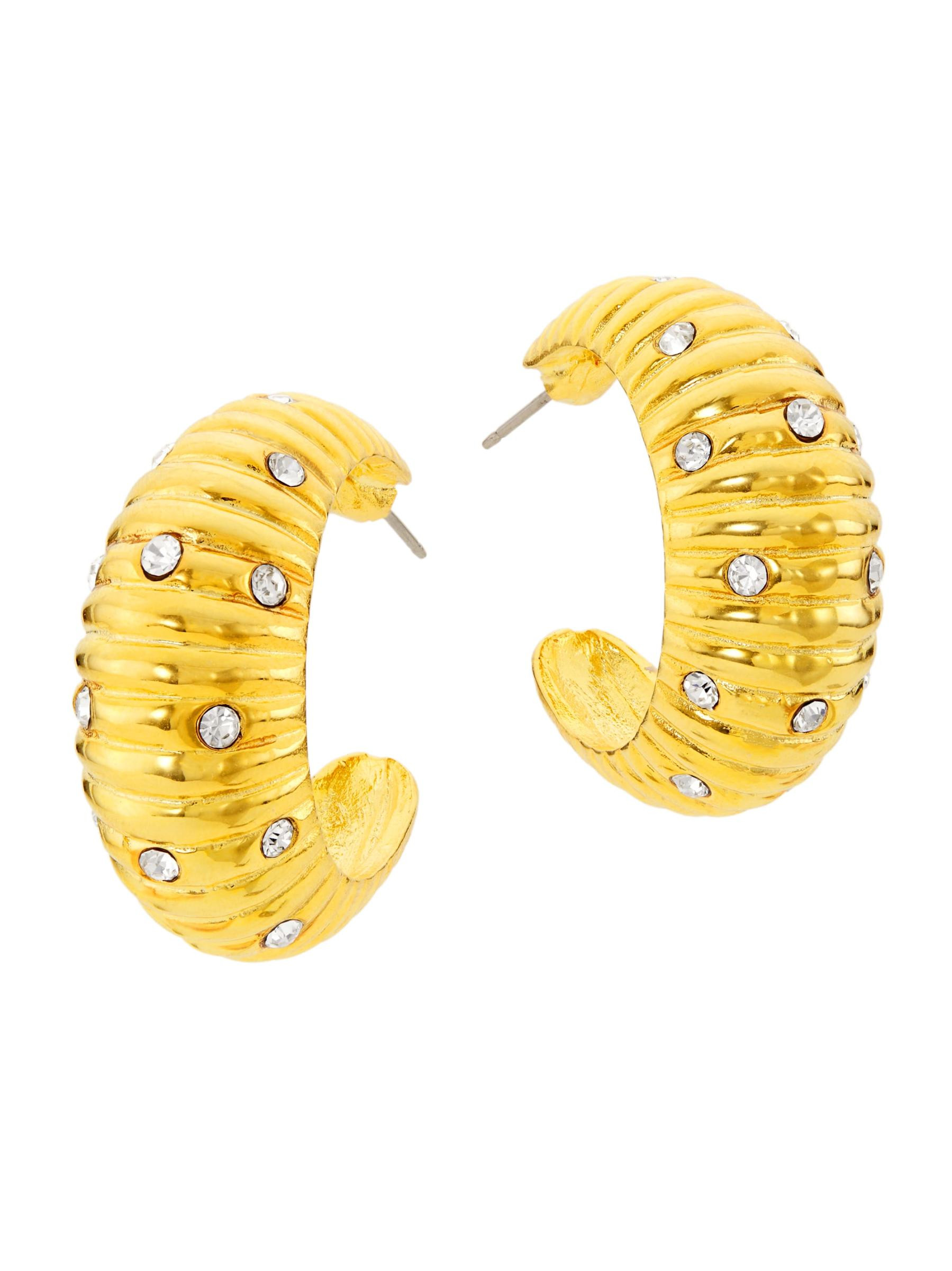 22K-Gold-Plated & Glass Crystal Shrimp Hoop Earrings | Saks Fifth Avenue (UK)