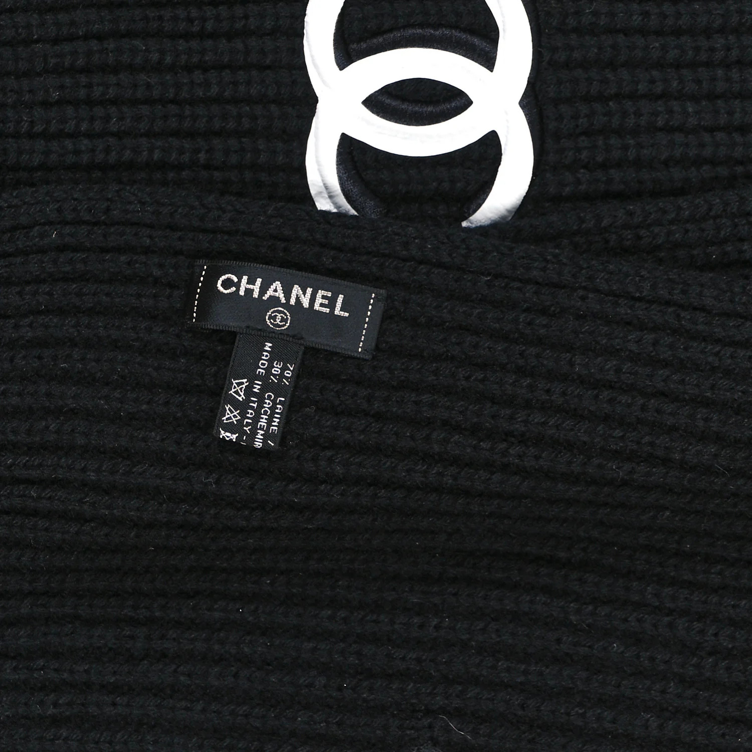 Wool Cashmere CC Scarf Black White | FASHIONPHILE (US)