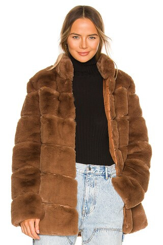LAMARQUE Maren Faux Fur Jacket in Mink Brown from Revolve.com | Revolve Clothing (Global)