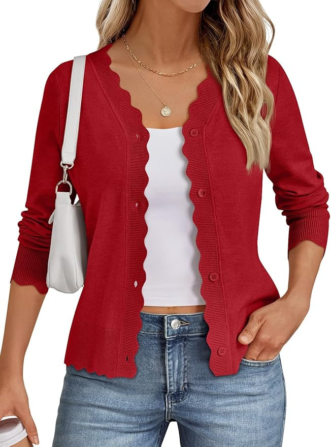 LILLUSORY Womens Cardigan Sweaters Long Sleeve Casual Lightweight Button Down V-Neck Fall Clothes... | Amazon (US)