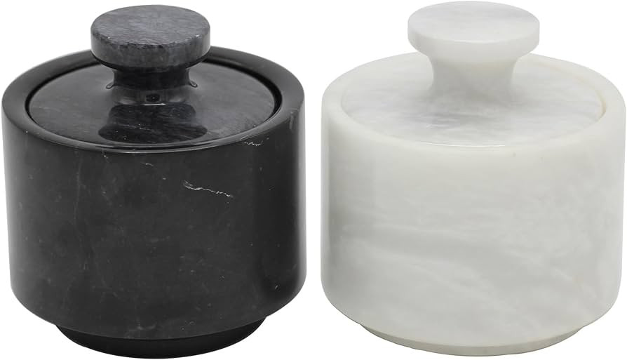 Marble Salt Cellar With Lid- Pack Of 2 Marble Salt And Pepper Bowls- Salt Holder With Lid To Put ... | Amazon (US)