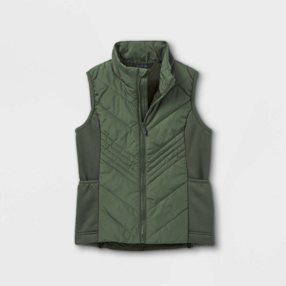 Girls' Puffer Vest - All in Motion Olive M, Green | Target