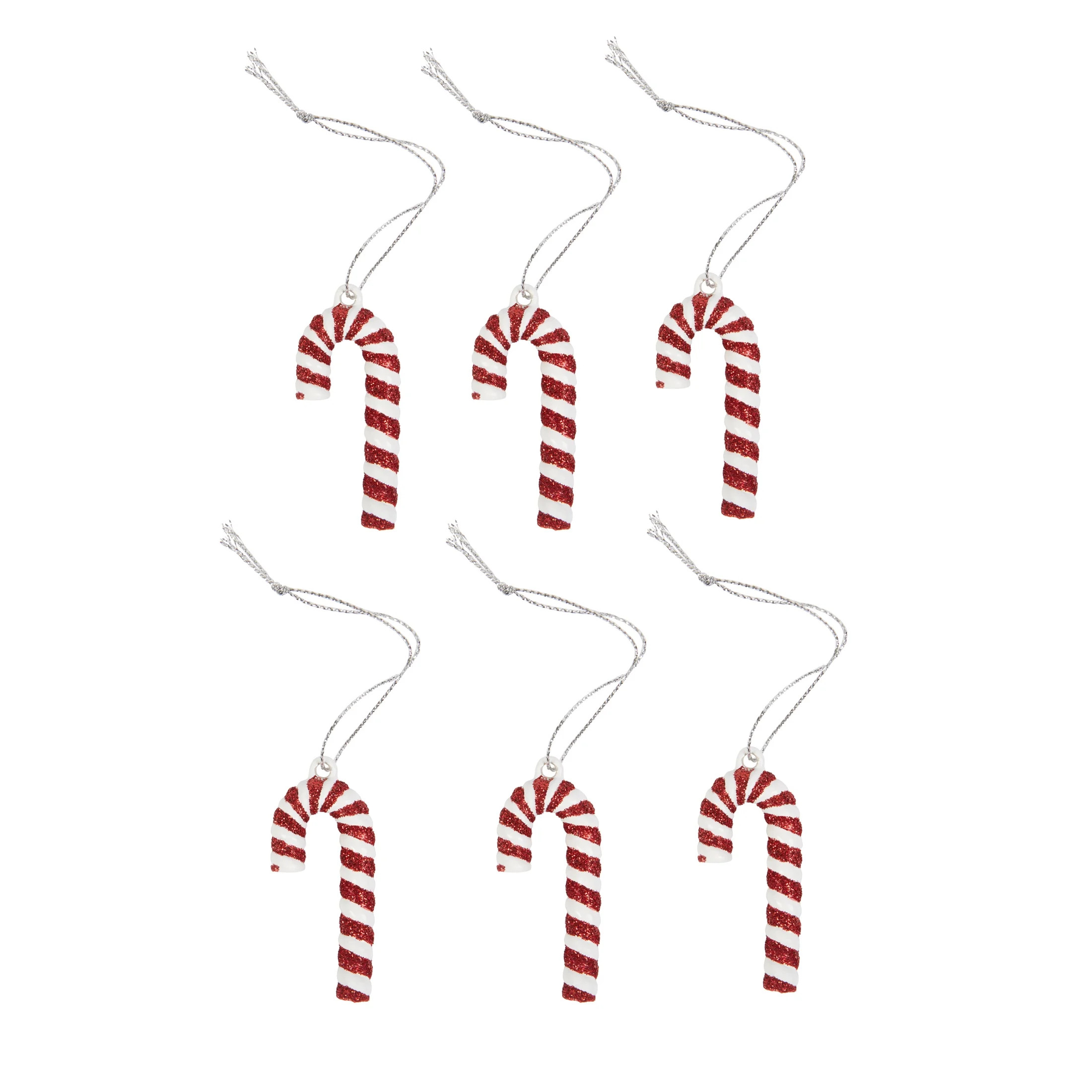 Red & White Mini Candy Cane Ornaments, 6 Count, by Holiday Time | Walmart (US)